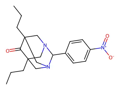 2-{4-Nitrophenyl}-5,7-dipropyl-1,3-diazatricyclo[3.3.1.1~3,7~]decan-6-one structure