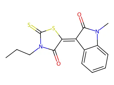 (5Z)-5-(1-methyl-2-oxoindol-3-ylidene)-3-propyl-2-sulfanylidene-1,3-thiazolidin-4-one structure