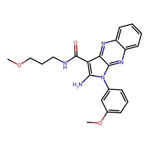 2-amino-1-(3-methoxyphenyl)-N-(3-methoxypropyl)-1H-pyrrolo[2,3-b]quinoxaline-3-carboxamide structure