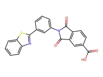 2-[3-(1,3-benzothiazol-2-yl)phenyl]-1,3-dioxoisoindole-5-carboxylic acid structure