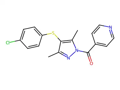 4-{4-[(4-chlorophenyl)sulfanyl]-3,5-dimethyl-1H-pyrazole-1-carbonyl}pyridine structure