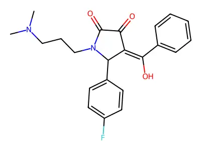 1-(3-dimethylaminopropyl)-5-(4-fluorophenyl)-4-(hydroxy-phenyl-methylidene)pyrrolidine-2,3-dione structure
