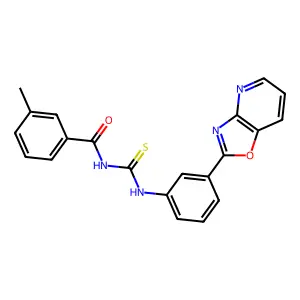 3-methyl-N-[[3-([1,3]oxazolo[4,5-b]pyridin-2-yl)phenyl]carbamothioyl]benzamide structure