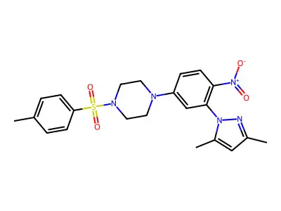 1-[3-(3,5-dimethylpyrazol-1-yl)-4-nitrophenyl]-4-(4-methylphenyl)sulfonylpiperazine structure