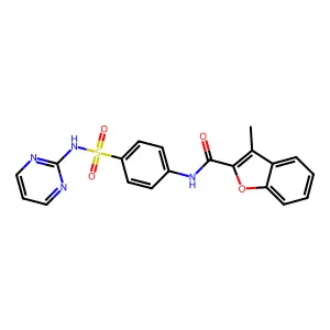 3-methyl-N-[4-(pyrimidin-2-ylsulfamoyl)phenyl]-1-benzofuran-2-carboxamide structure