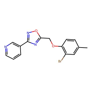 3-{5-[(2-Bromo-4-methylphenoxy)methyl]-1,2,4-oxadiazol-3-yl}pyridine structure