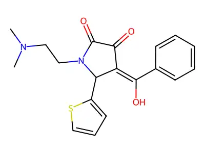 Pyrrol-2-one, 4-benzoyl-1-(2-dimethylaminoethyl)-3-hydroxy-5-thiophen-2-yl-1,5-dihydro- structure