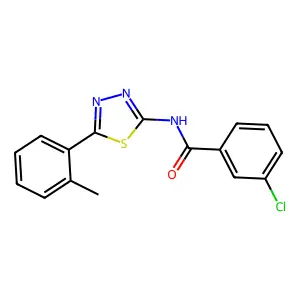 3-chloro-N-[5-(2-methylphenyl)-1,3,4-thiadiazol-2-yl]benzamide structure