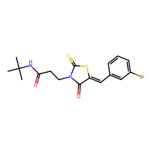 (Z)-3-(5-(3-bromobenzylidene)-4-oxo-2-thioxothiazolidin-3-yl)-N-(tert-butyl)propanamide structure
