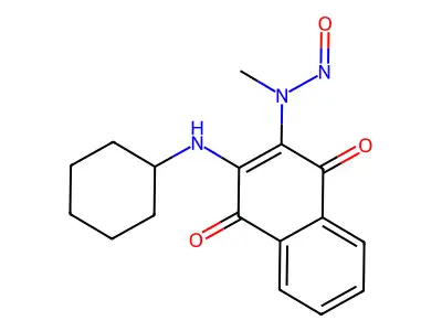 N-[3-(cyclohexylamino)-1,4-dioxonaphthalen-2-yl]-N-methylnitrous amide structure