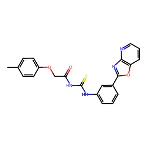 2-(4-methylphenoxy)-N-[[3-([1,3]oxazolo[4,5-b]pyridin-2-yl)phenyl]carbamothioyl]acetamide structure