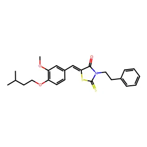 (Z)-5-(4-(isopentyloxy)-3-methoxybenzylidene)-3-phenethyl-2-thioxothiazolidin-4-one structure