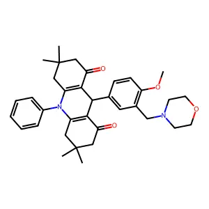 9-[4-methoxy-3-(morpholin-4-ylmethyl)phenyl]-3,3,6,6-tetramethyl-10-phenyl-4,5,7,9-tetrahydro-2H-acridine-1,8-dione structure