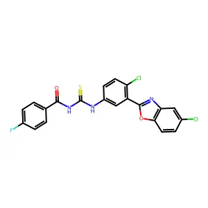 N-[[4-chloro-3-(5-chloro-1,3-benzoxazol-2-yl)phenyl]carbamothioyl]-4-fluorobenzamide structure