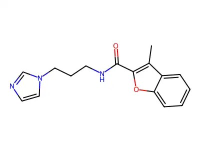 N-[3-(1H-imidazol-1-yl)propyl]-3-methyl-1-benzofuran-2-carboxamide structure