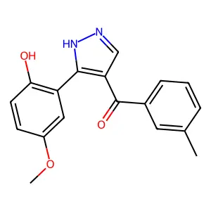 (3-(2-hydroxy-5-methoxyphenyl)-1H-pyrazol-4-yl)(m-tolyl)methanone structure