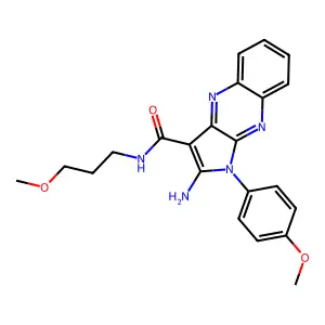 2-amino-1-(4-methoxyphenyl)-N-(3-methoxypropyl)-1H-pyrrolo[2,3-b]quinoxaline-3-carboxamide structure