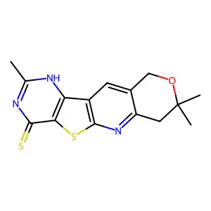 2,8,8-trimethyl-7,8-dihydro-3H-pyrano[3'',4'':5',6']pyrido[3',2':4,5]thieno[3,2-d]pyrimidine-4(10H)-thione structure
