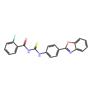 N-[[4-(1,3-benzoxazol-2-yl)phenyl]carbamothioyl]-2-fluorobenzamide structure