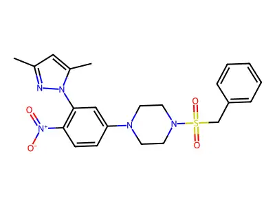 1-Benzylsulfonyl-4-[3-(3,5-dimethylpyrazol-1-yl)-4-nitrophenyl]piperazine structure