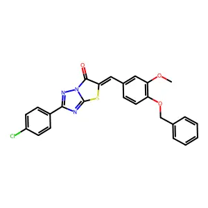 (5Z)-2-(4-chlorophenyl)-5-[(3-methoxy-4-phenylmethoxyphenyl)methylidene]-[1,3]thiazolo[3,2-b][1,2,4]triazol-6-one structure