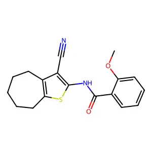 N-(3-cyano-5,6,7,8-tetrahydro-4H-cyclohepta[b]thiophen-2-yl)-2-methoxybenzamide structure