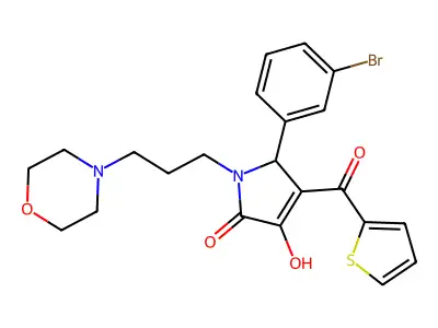 5-(3-bromophenyl)-3-hydroxy-1-(3-morpholin-4-ylpropyl)-4-(thien-2-ylcarbonyl)-1,5-dihydro-2H-pyrrol-2-one structure