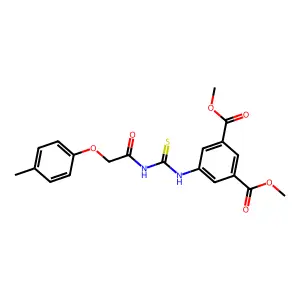 Dimethyl 5-(3-(2-(p-tolyloxy)acetyl)thioureido)isophthalate structure