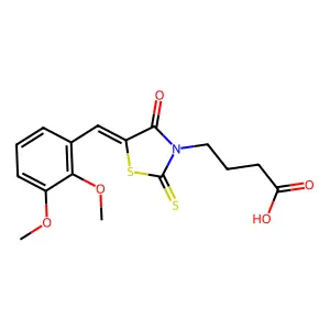 4-[(5E)-5-[(2,3-dimethoxyphenyl)methylidene]-4-oxo-2-sulfanylidene-1,3-thiazolidin-3-yl]butanoic acid structure