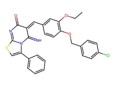 6-[[4-[(4-Chlorophenyl)methoxy]-3-ethoxyphenyl]methylene]-5,6-dihydro-5-imino-3-phenyl-7H-thiazolo[3,2-a]pyrimidin-7-one structure