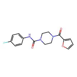 N-(4-fluorophenyl)-4-(furan-2-carbonyl)piperazine-1-carboxamide structure