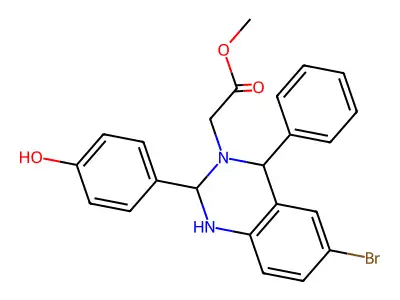Methyl 2-[6-bromo-2-(4-hydroxyphenyl)-4-phenyl-2,4-dihydro-1H-quinazolin-3-yl]acetate structure