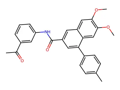 N-(3-acetylphenyl)-6,7-dimethoxy-4-(4-methylphenyl)naphthalene-2-carboxamide structure