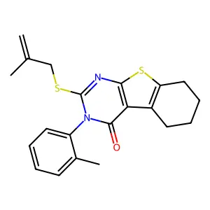 3-(2-methylphenyl)-2-(2-methylprop-2-enylsulfanyl)-5,6,7,8-tetrahydro-[1]benzothiolo[2,3-d]pyrimidin-4-one structure