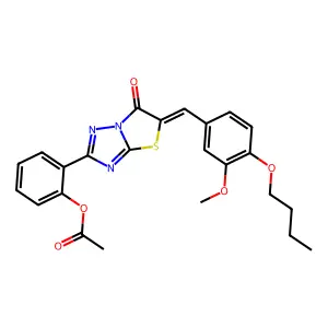 (Z)-2-(5-(4-butoxy-3-methoxybenzylidene)-6-oxo-5,6-dihydrothiazolo[3,2-b][1,2,4]triazol-2-yl)phenyl acetate structure