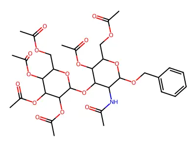 Benzyl 2-acetamido-4,6-di-O-acetyl-3-O-(2,3,4,6-tetra-O-acetyl-b-D-galactosyl)-2-deoxy-a-D-galactopyranoside structure