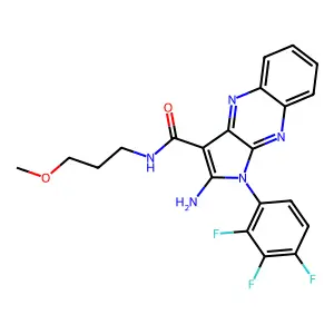 2-amino-N-(3-methoxypropyl)-1-(2,3,4-trifluorophenyl)-1H-pyrrolo[2,3-b]quinoxaline-3-carboxamide structure