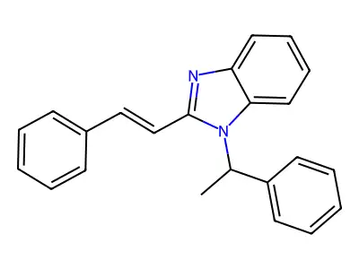 (E)-1-(1-phenylethyl)-2-styryl-1H-benzo[d]imidazole structure