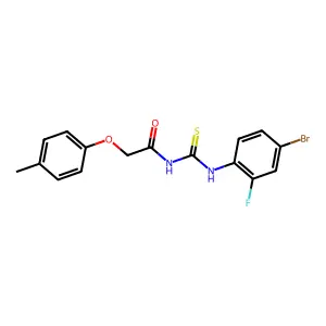 N-[(4-bromo-2-fluorophenyl)carbamothioyl]-2-(4-methylphenoxy)acetamide structure