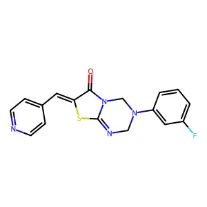 (7Z)-3-(3-fluorophenyl)-7-(pyridin-4-ylmethylidene)-2,4-dihydro-[1,3]thiazolo[3,2-a][1,3,5]triazin-6-one structure