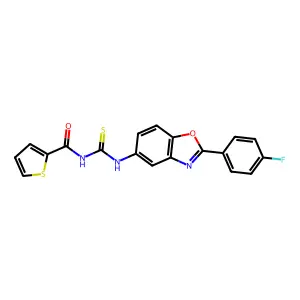 N-[[2-(4-fluorophenyl)-1,3-benzoxazol-5-yl]carbamothioyl]thiophene-2-carboxamide structure