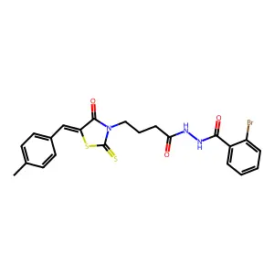 2-bromo-N'-{4-[(5Z)-5-(4-methylbenzylidene)-4-oxo-2-thioxo-1,3-thiazolidin-3-yl]butanoyl}benzohydrazide structure