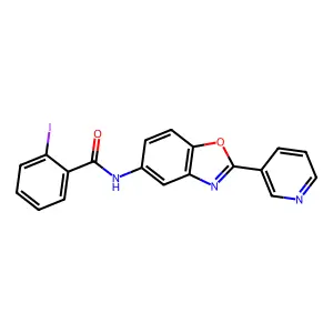 2-iodo-N-(2-pyridin-3-yl-1,3-benzoxazol-5-yl)benzamide structure