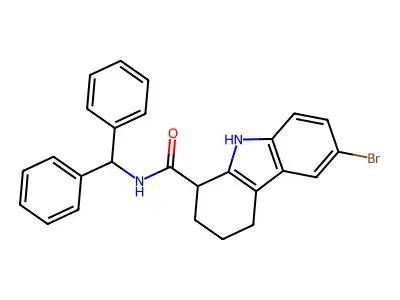 N-benzhydryl-6-bromo-2,3,4,9-tetrahydro-1H-carbazole-1-carboxamide structure
