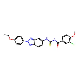 3-chloro-N-[[2-(4-ethoxyphenyl)benzotriazol-5-yl]carbamothioyl]-4-methoxybenzamide structure