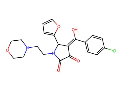 2H-Pyrrol-2-one, 4-(4-chlorobenzoyl)-5-(2-furanyl)-1,5-dihydro-3-hydroxy-1-[2-(4-morpholinyl)ethyl]- structure