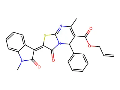 (E)-allyl 7-methyl-2-(1-methyl-2-oxoindolin-3-ylidene)-3-oxo-5-phenyl-3,5-dihydro-2H-thiazolo[3,2-a]pyrimidine-6-carboxylate structure