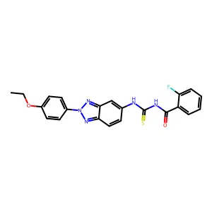 N-[[2-(4-ethoxyphenyl)benzotriazol-5-yl]carbamothioyl]-2-fluorobenzamide structure