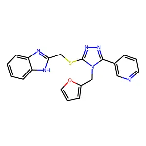 2-({[4-(furan-2-ylmethyl)-5-(pyridin-3-yl)-4H-1,2,4-triazol-3-yl]sulfanyl}methyl)-1H-benzimidazole structure