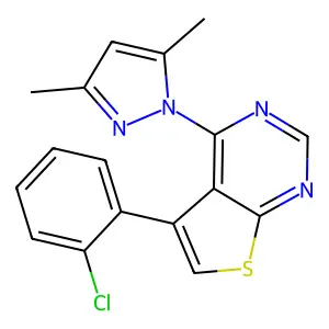 5-(2-chlorophenyl)-4-(3,5-dimethyl-1H-pyrazol-1-yl)thieno[2,3-d]pyrimidine structure